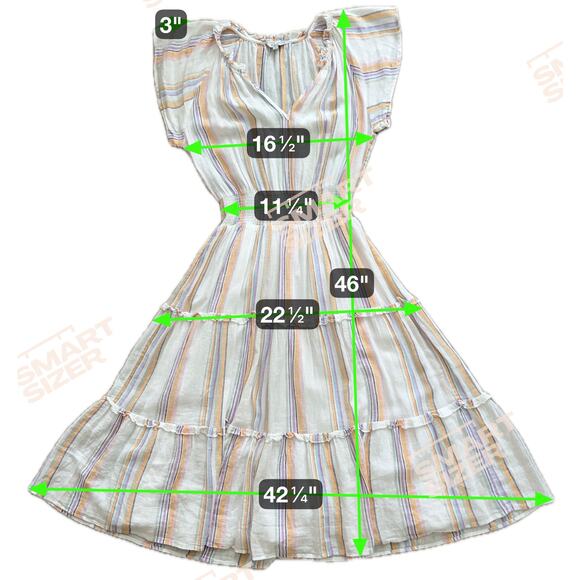 Rails Amellia Dress Merida Stripe Linen Flowy Ruffle Tiered Smocked Waist Small - Picture 8 of 12